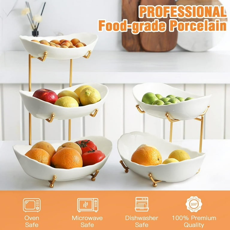 Ceramic Fruit Bowl for Kitchen Counter Tier Fruit Basket with