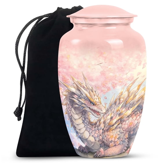 Blossoming Guardian - Large With Velvet Bag - Urn For Human Ashes For Adult Male & Female - Cremation Urn For Adult Men & Women -Memorial For Human Remains Mom & Dad -Funeral Decotative Urns