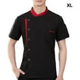 thumbnail image 3 of ziyahi Chef Jacket Men Chef Coat Skin Friendly Chef Uniforms O-Neck Cheap Short Sleeve Tops Bakery Cooking Clothes Work Wear Black XL, 3 of 5