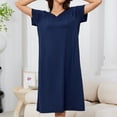 thumbnail image 5 of CAZOFW Womens Nightgown，V-Neck Short Sleeve Loose Pocket Short Nightdress Homewear Sizes S-2XL, 5 of 6