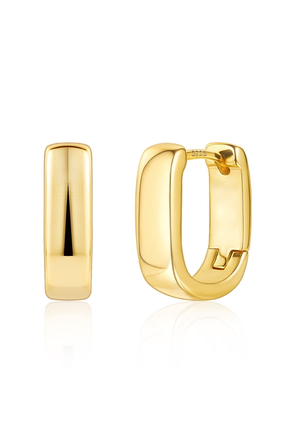 Hoop Earrings for Women 14K Gold Plated Small Square Trendy Silver Chunky Geometric Minimalist Hoops for Women Gift for Mom