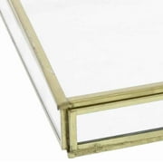 Benzara Square Metal and Glass Frame Storage Box with U Shape Hanger, Medium, Gold