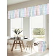 thumbnail image 6 of Blue Pink Plaid Valances for Windows, Pastel Green White Buffalo Patchwork Light Filtering Kitchen Curtains, Rod Pocket Window Valance Curtains for Living Room Bedroom, 54" W x 18" L, 2 Panels, 6 of 9