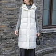 thumbnail image 4 of Hvyesh Long Puffer Vest Women Quilted Hooded Vests Outerwear Sleeveless Zip Up Fleece Coat Jackets With Pockets, 4 of 9
