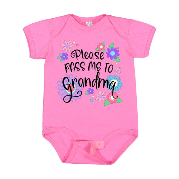 Inktastic Please Pass Me to Grandma with Flowers Boys or Girls Baby Bodysuit