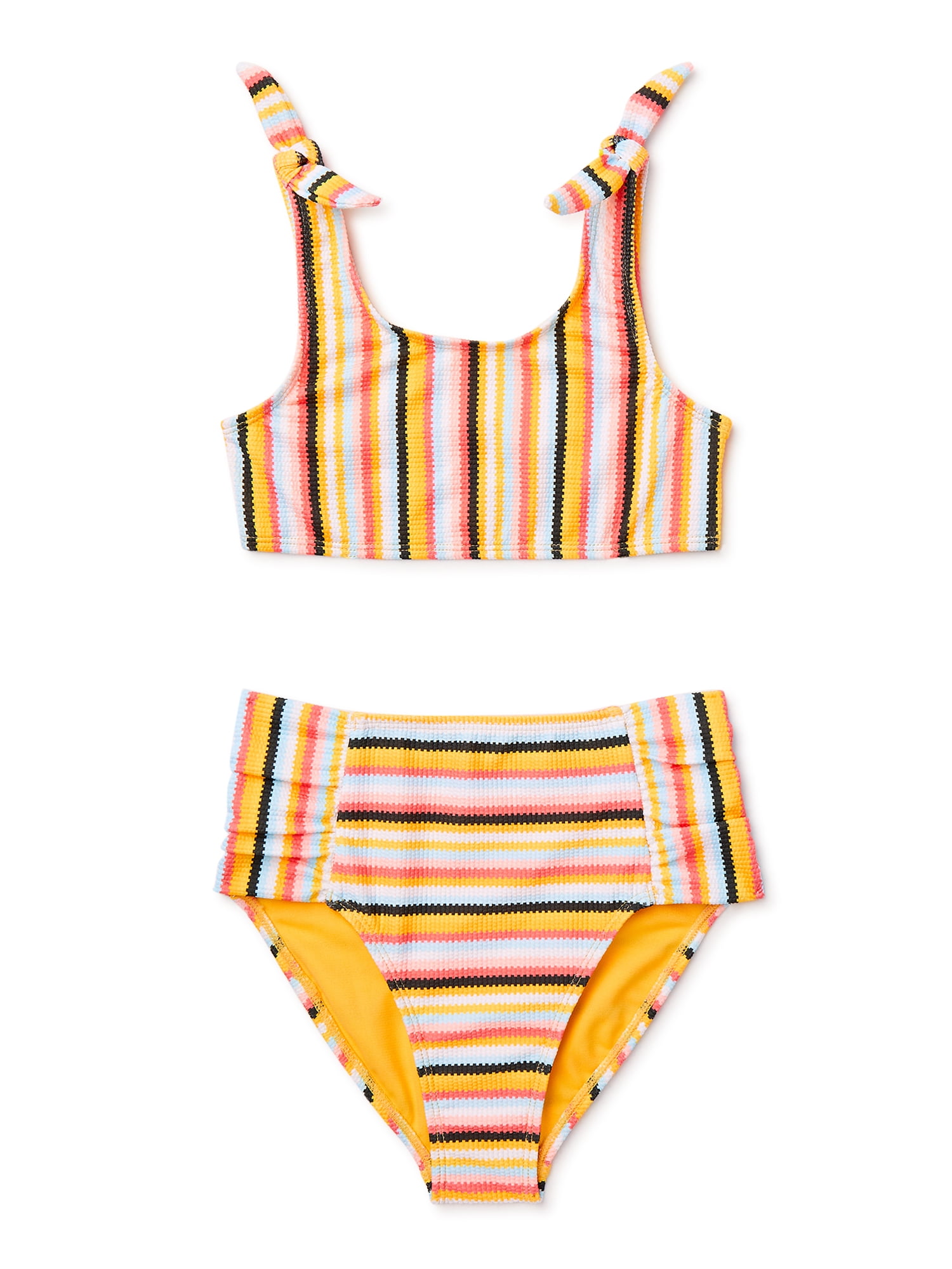 Tiny Cutey Infant Baby Girl 4th of July Swimsuit Ruffle Stars Stripe Swimwear Two Pieces Bikini Sets Beachwear Bathing Suits
