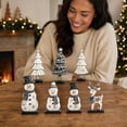 thumbnail image 5 of Darzheoy Christmas Signs, Wooden Set of 7 Snowman Reindeer Decor, Vintage Winter Tabletop Accent, Indoor Christmas Decor for Home Fireplace Mantel Shelf, 5 of 7