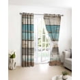 thumbnail image 3 of Farmhouse Blue Grey Brown Blackout Curtains for Bedroom/Living Room, Thermal Insulated Kitchen Curtains, Vintage Ombre Wooden Grommet Darkening Window Treatment Drapes 52"x84"x2, 3 of 8
