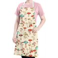 thumbnail image 5 of Red Mushroom Line Light Pattern Apron-Garden Aprons for Women with Pockets-Cotton Linen Waterproof Kitchen Cooking Gardening Aprons Adjustable for Kitchen,Cooking,BBQ and Salon 33x27 Inch, 5 of 7