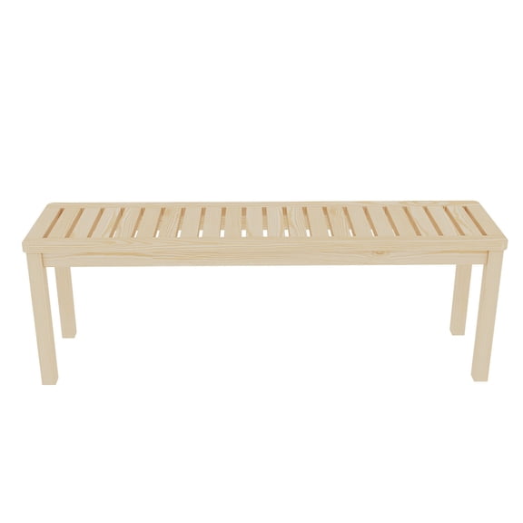 GZXS Outdoor Wood Bench, 52.1” Long Patio Dining Bench, Backless Solid Pine Wood Bench with Amber Finish & Slatted Seat, Farmhouse Accent Entryway Bench, for Yard, Garden, Porch