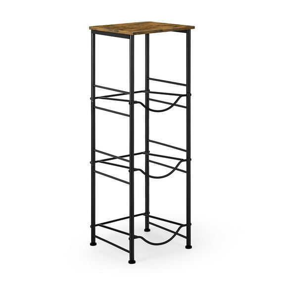 Round Water Bucket Rack with Storage Shelf with Matte Black Iron Frame