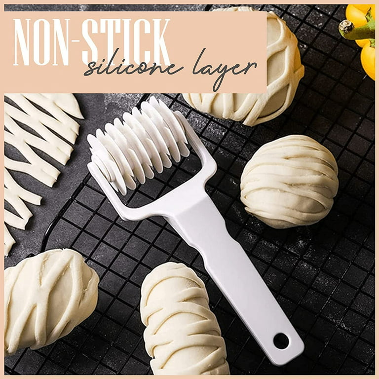 Yirtree Cookie Pie Pizza Bread Pastry Lattice Roller Cutter Craft DIY Baking Tool Kitchen Plastic Dough Roller Knife Pie Pizza Cookie Cutter Pastry