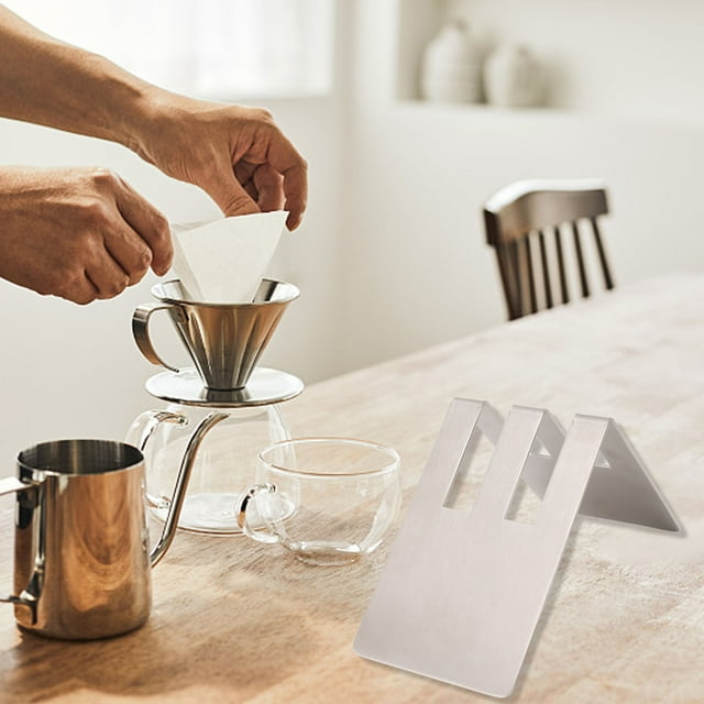 ZPSHYD Porte-Papier Filtre à Café en Forme de V en Acier Inoxydable, Stockage de Filtre à Café Conique à Double Capacité, Conception élégante de Type V(Gris)