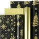 thumbnail image 2 of Papel de regalo navideño 3 Papel de regalo metalizado Árboles de Navidad y copos de nieve para fiestas de cumpleaños y vacaciones Mini rollo de 17 x 120 pulgadas, 2 of 8