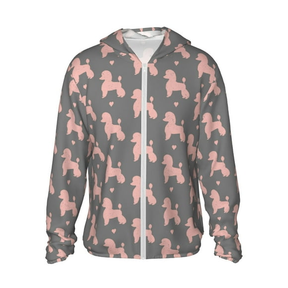 Vsdgher Sweat à Capuche Imprimé Chien Caniche pour Hommes Femmes, Manches Longues Protection Solaire Pêche pour Course Natation-Moyen