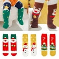 thumbnail image 1 of 1-3 Years Girls Knee High Socks Kids Cartoon Christmas Warm Cotton Long Tall Boot Socks 6 Pairs, 1 of 10