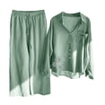 thumbnail image 1 of Puntoco Conjunto de camisa de 2 piezas con bolsillo de manga larga y pantalones largos de cintura alta para mujer Puntoco Puntoco-4142, 1 of 2