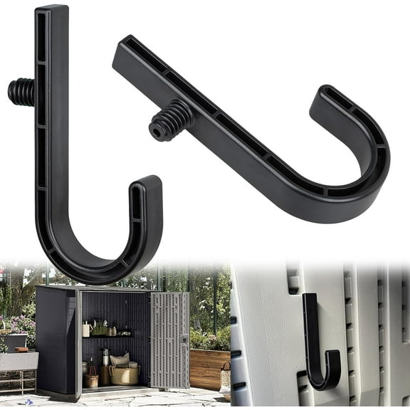 New 2 Pack J Hooks Storage Shed Hooks Compatible With Suncast/Craftsman Storage Shed Shelves Accessories Outdoor Garden Storage Bracket Hooks Wall Mount Hooks Garage Organization