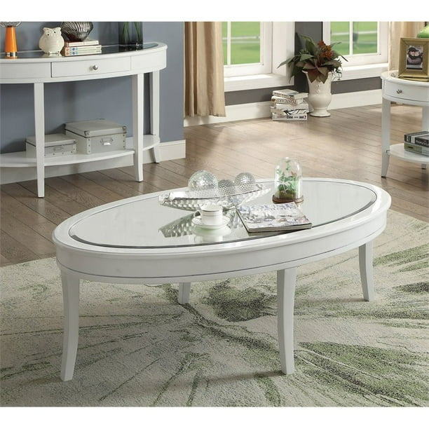 Furniture of america dess modern chrome metal oval coffee table deals