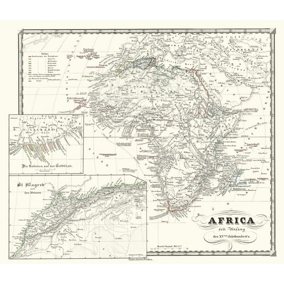 Historic Map - Africa 15th Century - Spruner 1855 - 26.83 x 23 - Vintage Wall Art