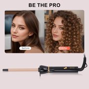 Hatteker curling iron, 9mm small curling iron, ceramic curling iron with adjustable temperature, fast heating, for short and long hair
