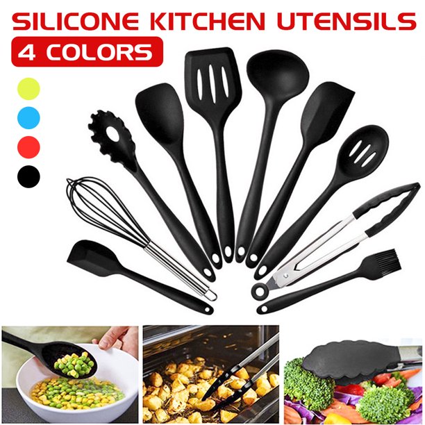 white silicone utensil set