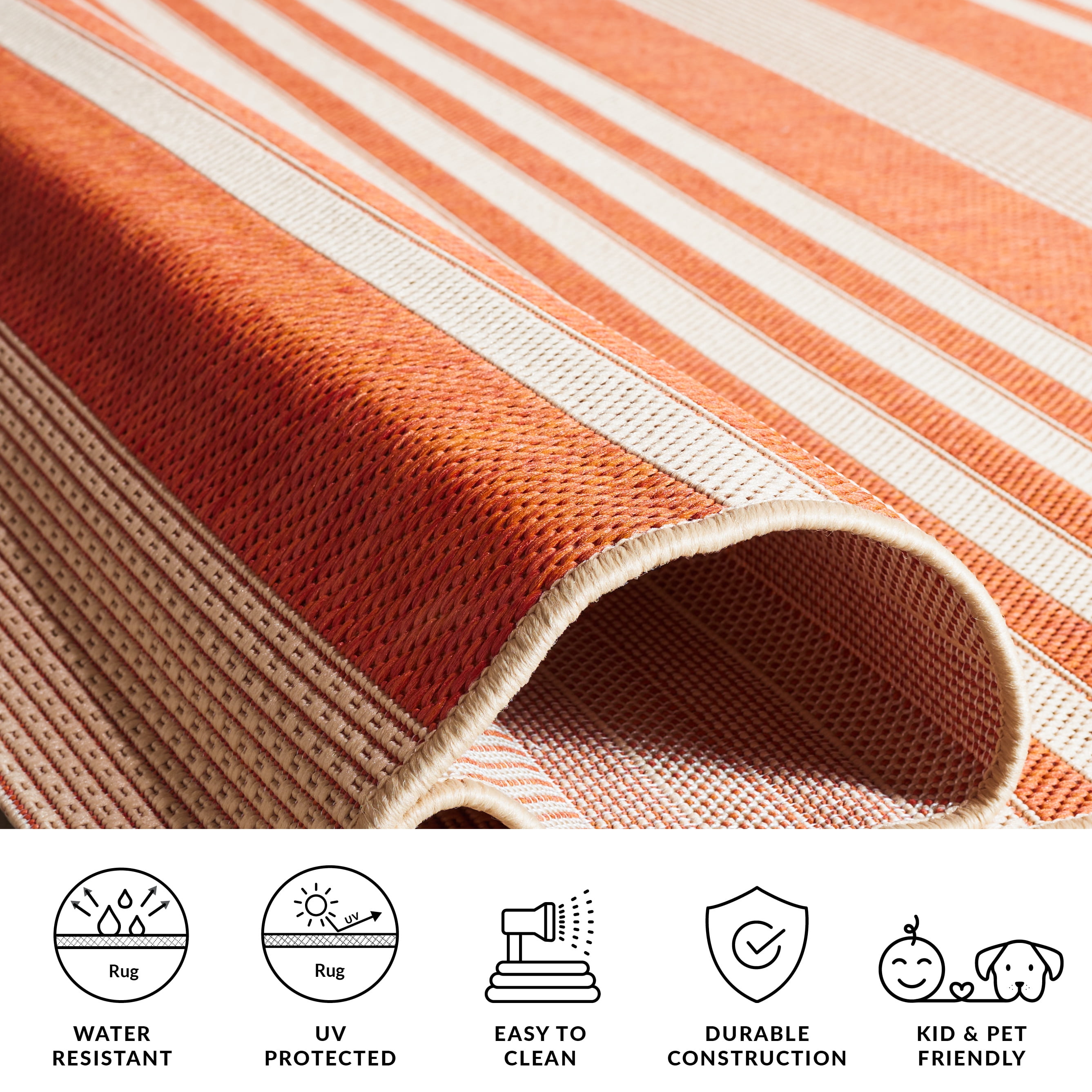Safavieh Courtyard Caroline Striped Indoor/Outdoor Runner Rug, Terracotta/Beige, 2'3" x 5'