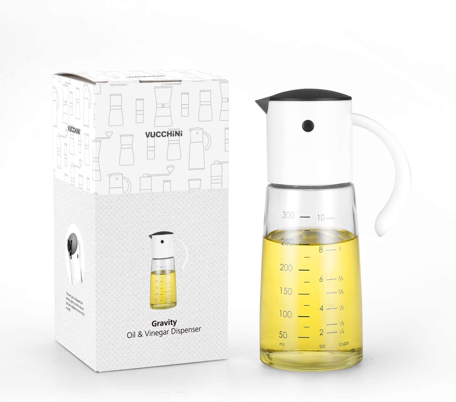 Vucchini 4pcs 300ml 11oz Gravity Olive Oil & Vinegar Dispenser Bottles Set,Oil Cruets Gift 