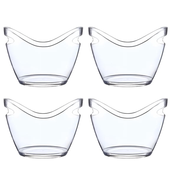 4 Pcs Plastic Ice Buckets, Large Capacity Clear Cooler Container, Space-Saving Design, Long-lasting Beverage Holder for Parties, Beer, Champagne, Wine, KTV, Commercial Use