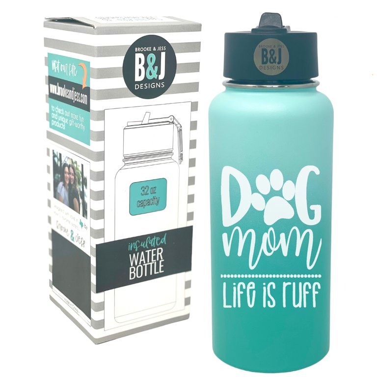 Dog Mom 32 oz Insulated Water Bottle Blue