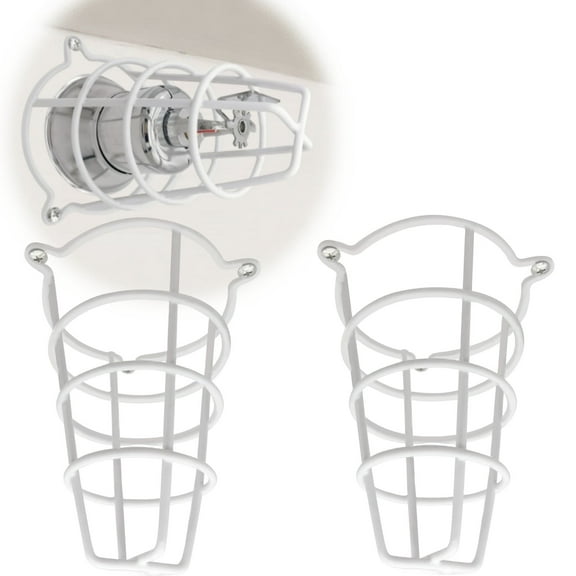 Happy Tree (2 Pack) White Fire Sprinkler Head Guard Cover for Both 1/2" & 3/4" Sprinkler Head 6" Deep Cage