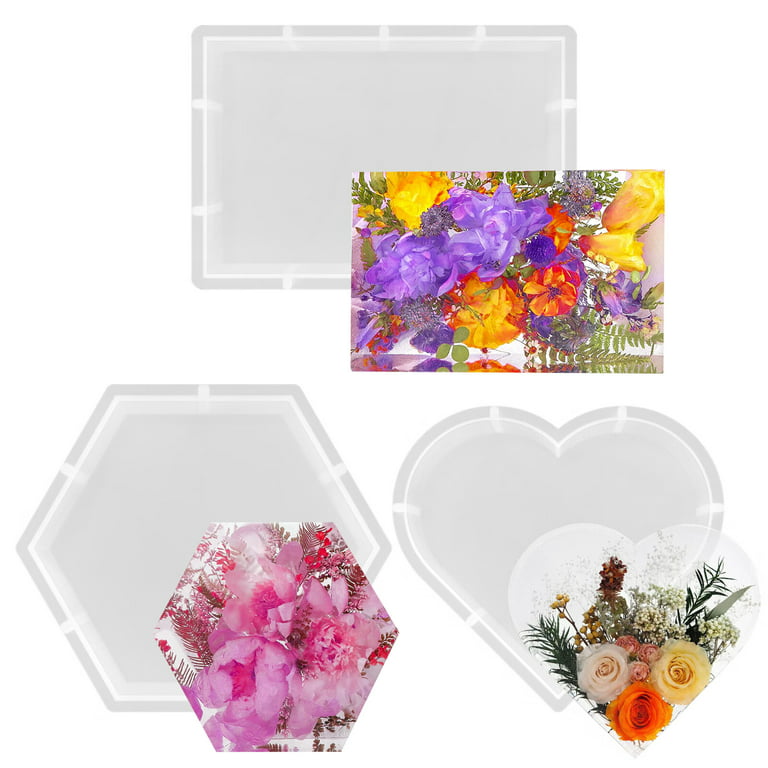 3Pcs Large Silicone Molds Heart Shape Deep Resin Molds for Flower