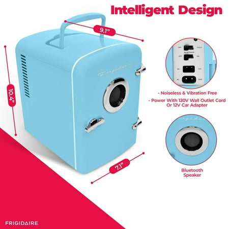 Frigidaire - 6 Can Mini Fridge / Bluetooth Speaker - Blue