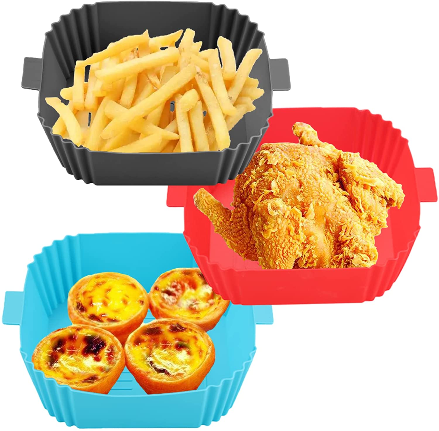 Air Fryer Silicone Pot 3 Pack, Reusable Air Fryer Liner,Air Fryer Oven