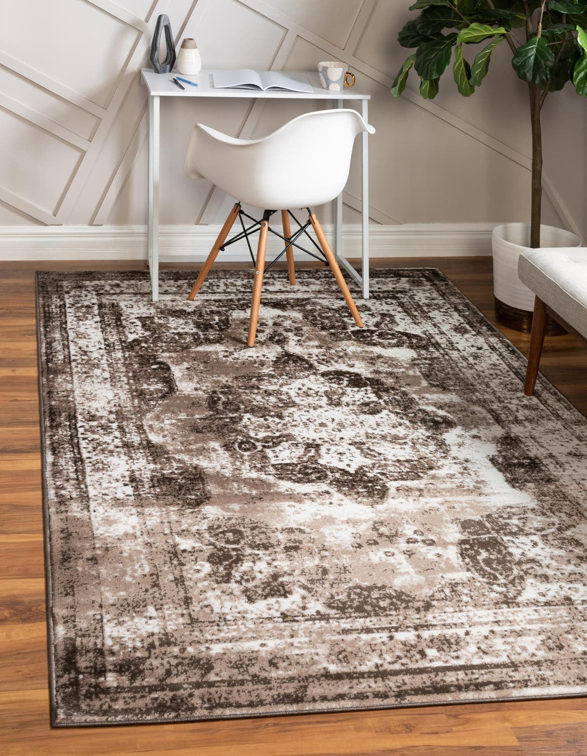 Unique Loom Salle Garnier Sofia Rug Light Brown/Brown 4' 1" x 6' 1 ...