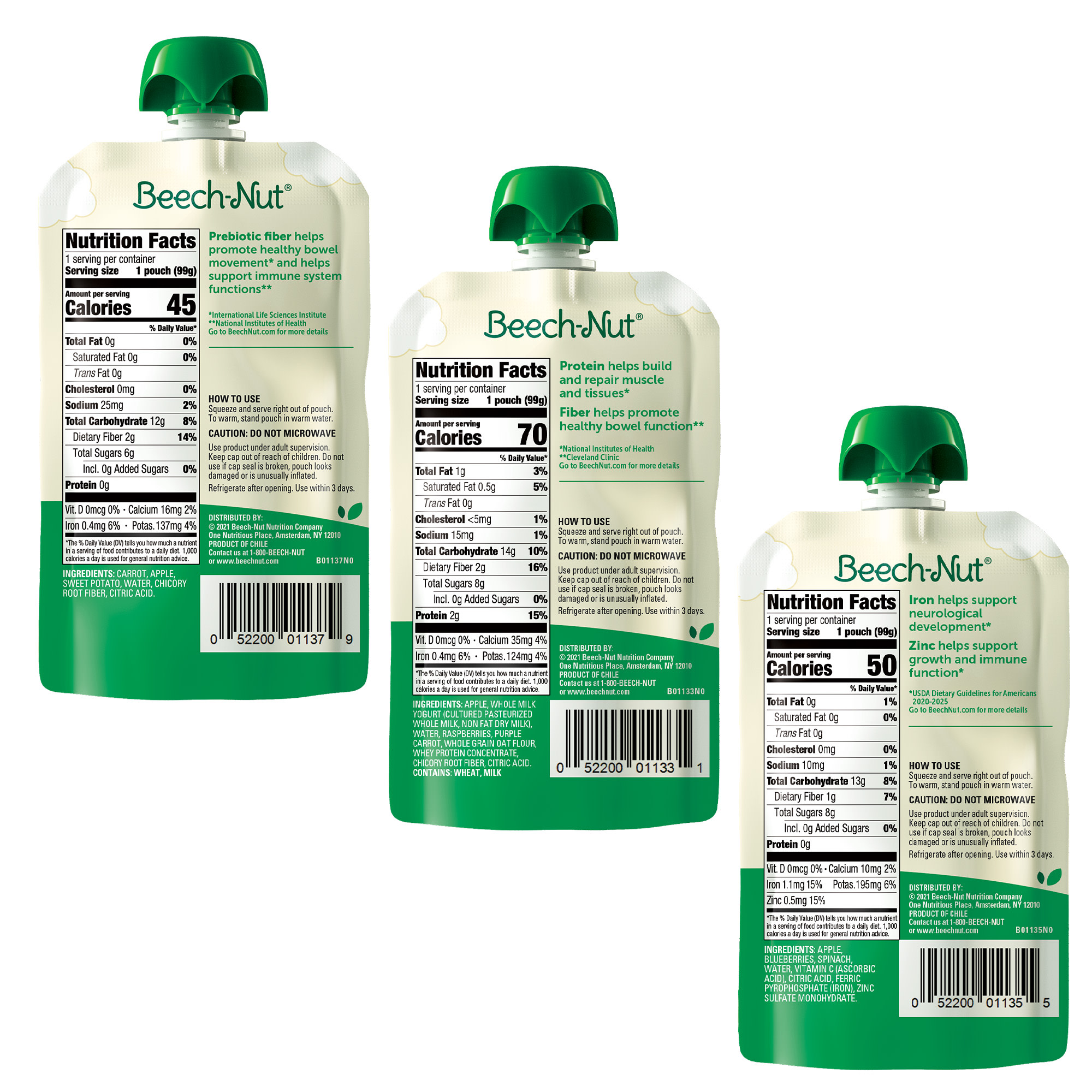 Beech-Nut Protein & Fiber Plus Stage 4 Toddler Food Variety Pack, 3.5 oz Pouch (9 Pack)