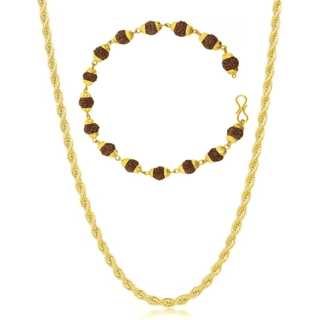 ANVIKA Rudraksha Bracelet With Rope Chain Combo Jewelry For Men