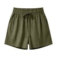 thumbnail image 6 of Mifsaly Summer Shorts for Women 2026 Paperbag Elastic Waist Drawstring Casual Shorts with Pockets Lightweight Relaxed Fit Flattering Lounge Bottoms Army Green,XXL, 6 of 8