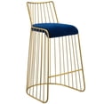 thumbnail image 2 of Modway Rivulet Gold Stainless Steel Performance Velvet Bar Stool in Gold Navy, 2 of 6