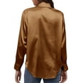 thumbnail image 2 of Innerwin Hauts Col à Revers Chemises Femmes Travail Boutonné Blouse à Simple Boutonnage Marron P, 2 of 7
