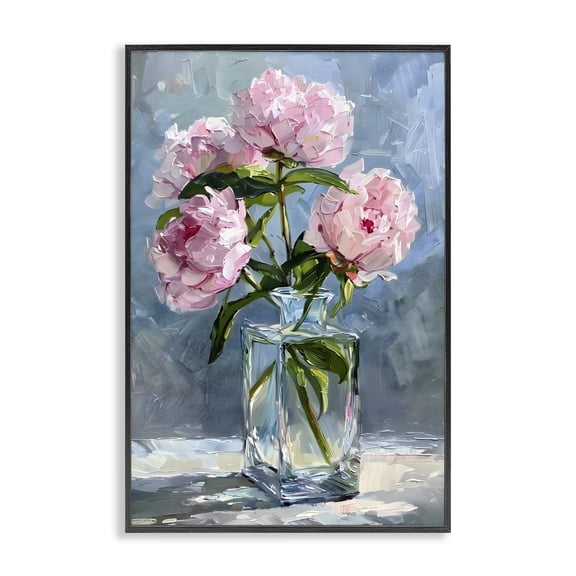 Stupell Industries Beautiful Pink Pastel Peonies Black Framed Giclee Art, design by Creative Studio