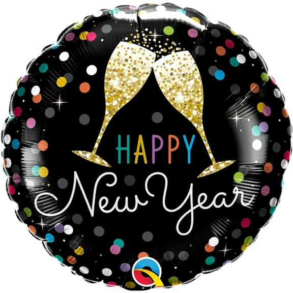 18 inch New Year Bubbly Wine Toast Qualatex Foil Mylar Balloon - Party Supplies Decorations