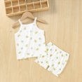 thumbnail image 2 of KPOPLK Toddler Girl Summer Clothes Solid Color Sweet Camisole Ruffle 2-Piece Infant Cotton Linen Shorts Set(12-18 Months,Yellow), 2 of 4