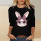 thumbnail image 2 of Camisetas Casuales de las Mujeres Impresas 3/4 Manga Cuello Redondo Blusa, Moda Ligera Superior para el Hogar Y el Uso Diario, Cómoda Imitación de la Tela Del Estante, 2 of 7