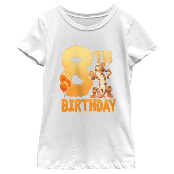 Girl's Winnie the Pooh Tigger 8th Birthday Graphic Tee White X Small