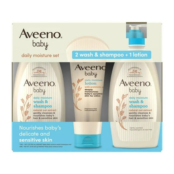 Aveeno Baby Moisture Set, 2 Wash & Shampoo   Lotion, 44 Fluid Ounce