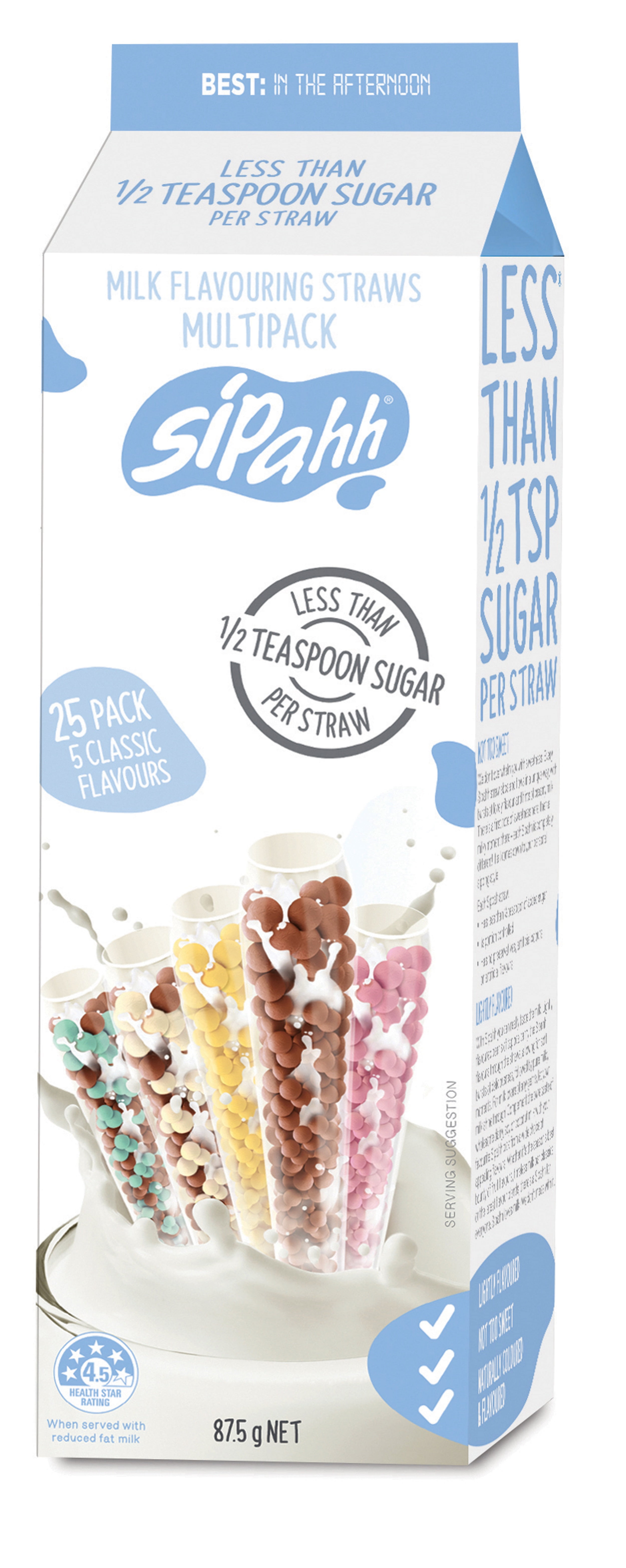 Sipahh Milk Flavoring Straw 25 Pack 5 each Chocolate, Strawberry