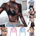thumbnail image 3 of Lefu Sexy Long Short Sleeve Half High Collar Mesh Angel Perspective Cupid T-Shirt, 3 of 9