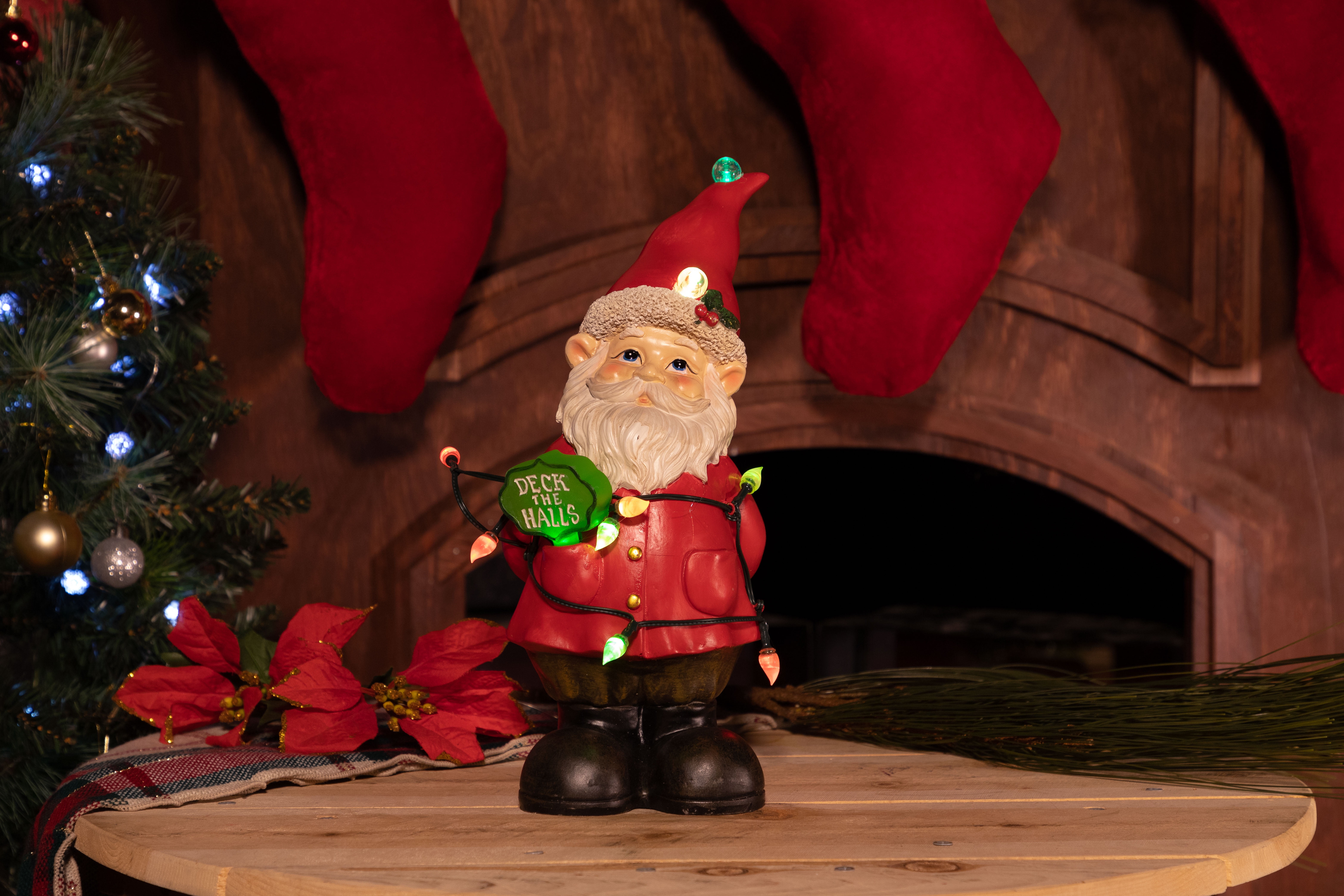 Alpine Christmas Gnome Statue with Color Changing LED Lights and Timer