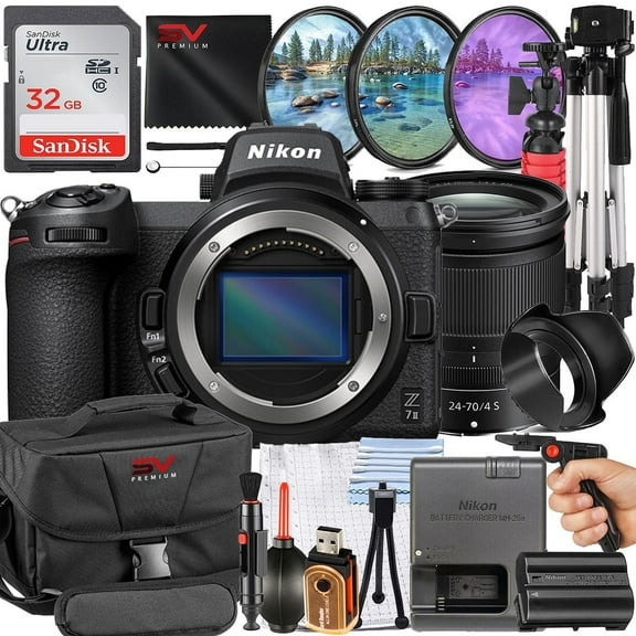 Nikon Z7 II Mirrorless Camera with 24-70mm Lens   SanDisk 32GB Memory Card   Pistol Grip Tripod   SV Premium Accessory Bundle (International Version)